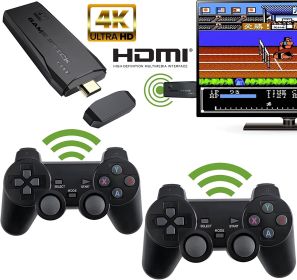 Wireless Retro Game Console; Plug & Play Video TV Game Stick With 10000+ Games Built-in; 64G; 9 Emulators; 4K HDMI Output For TV With Dual 2.4G Wirele