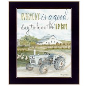 "CIN926-712 Good Day, Antique Ford Tractor" by Cindy Jacobs, Ready to Hang Framed Print, Black Frame