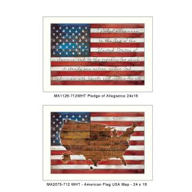 "American Flags Collection" 2-Piece Vignette By Marla Rae, Printed Wall Art, Ready To Hang Framed Poster, White Frame