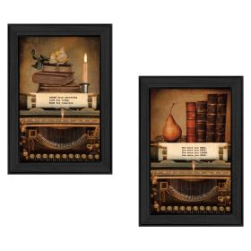 "Vintage Lessons Collection" 2-Piece Vignette By Robin-Lee Vieira, Printed Wall Art, Ready To Hang Framed Poster, Black Frame