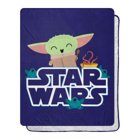 Star Wars: The Mandalorian; Snack is the Way Silk Touch Sherpa Throw Blanket; 40" x 50"