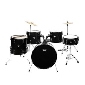 [Do Not Sell on Amazon]Glarry Full Size Adult Drum Set 5-Piece Black with Bass Drum, two Tom Drum, Snare Drum, Floor Tom, 16" Ride Cymbal, 14" Hi-hat