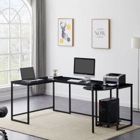 U-shaped Computer Desk, Industrial Corner Writing Desk with CPU Stand, Gaming Table Workstation Desk for Home Office (Black) (OLD SKU: WF198675AAB)