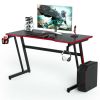 47.5 Inch Z-Shaped Computer Gaming Desk with Handle Rack