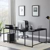 U-shaped Computer Desk, Industrial Corner Writing Desk with CPU Stand, Gaming Table Workstation Desk for Home Office (Black) (OLD SKU: WF198675AAB)