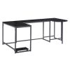 U-shaped Computer Desk, Industrial Corner Writing Desk with CPU Stand, Gaming Table Workstation Desk for Home Office (Black) (OLD SKU: WF198675AAB)