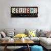 Believe Signs Inspirational Motto Canvas Prints,Motivational Quotes Canvas Wall Art for Living Room,Christian Wall Decor Wood Grain Background Paintin