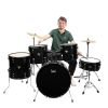 [Do Not Sell on Amazon]Glarry Full Size Adult Drum Set 5-Piece Black with Bass Drum, two Tom Drum, Snare Drum, Floor Tom, 16" Ride Cymbal, 14" Hi-hat