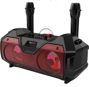 Microphone Dual Microphone Bluetooth Speaker (Option: Red-USB)