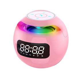 New Portable Wireless Alarm Clock Bluetooth Speaker (Option: Pink-USB)