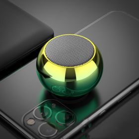 M3 Colorful Wireless Speakers 3D Mini Electroplating Round Steel Cannon Blue tooth Speaker Radio Support U Disk Subwoofer (Color: Yellow)