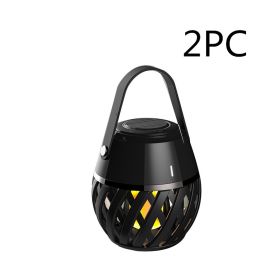 Flame Light Bluetooth Audio Speaker Waterproof Portable Portable Torch Light (Option: 2PC Black-USB)