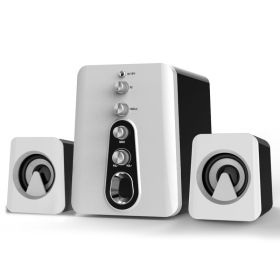 Mini USB 2.1 Speaker Wired Combination High Audio Heavy Bass Music Subwoofer Mobile Phone (Option: White-A-USB)