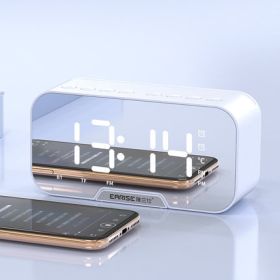 Alarm Clock Clock Wireless Bluetooth Speaker Mini Home Outdoor Card Subwoofer Computer Audio (Option: White-USB)