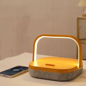 Led Wireless Charger Bluetooth Speaker Desk Lamp (Option: Wood grain-No bluetooth-USB)