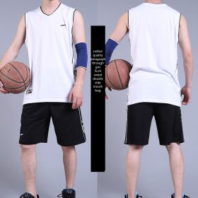 Casual Wear Sleeveless Thin Vest Running Wear Shorts Sportswear (Option: Black and White-5XL)