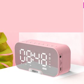 Portable Mirror Clock Alarm Clock (Color: Pink)