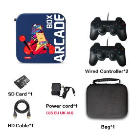 Arcade Box Game Console for PS1/DC/Naomi 64GB Classic Retro 33000+ Games Super Console 4K HD Display on TV Projector Monitor (Color: wired controller, Bundle: US plug)