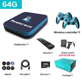 Pawky Box Game Console for PS1/DC/Naomi 50000+ Games Super Console WiFi Mini TV Kid Retro 4K Video Game Player (Color: 64G 33000 Games DBB, Bundle: US plug)