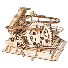 Robotime ROKR 3D Wooden Puzzle Marble Race Run Maze Balls Track Coaster Model Building Kits Toys for Children Drop Shipping (Model Number: LG501 Waterwheel Coaster)