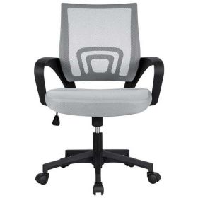 Office Computer Desk Chair Gaming-Ergonomic Mid Back Cushion Lumbar Support with Wheels Comfortable Blue Mesh Racing Seat Adjustable Swivel Rolling Ho (Color: Gray)