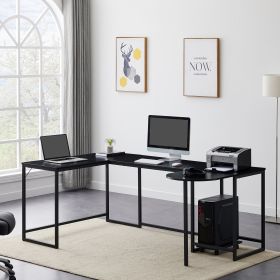 U-shaped Computer Desk;  Industrial Corner Writing Desk with CPU Stand;  Gaming Table Workstation Desk for Home Office (Color: Black)