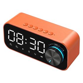 Bluetooth Alarm Clock Speaker Digital Display Alarm Clock LED Wireless Subwoofer Music Player Table Clock Home Decor (Color: Orange)